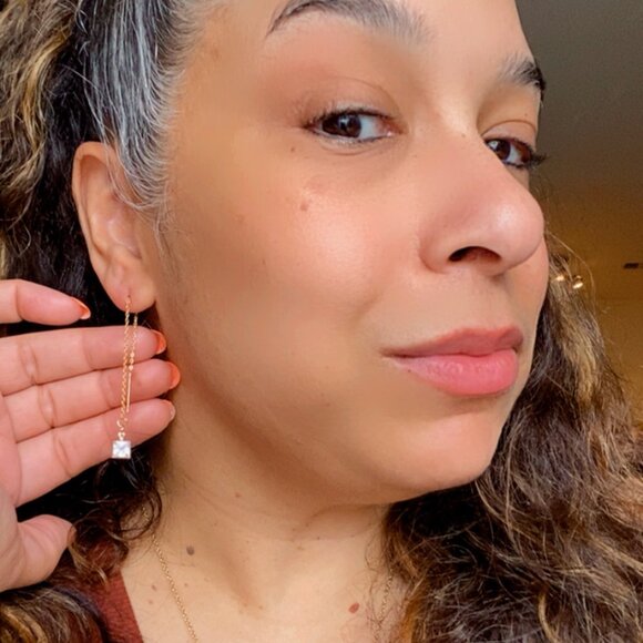 Handmade Gold Crystal Threader Earrings - Picture 3 of 3